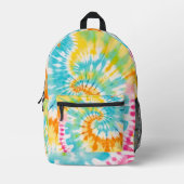 Pastel Rainbow Tie Dye Spiral Pattern Bedrukte Rugzak (Voorkant)