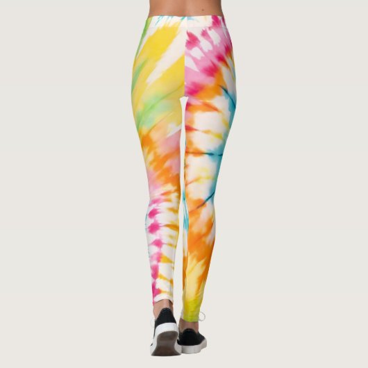 Pastel Rainbow Tie Dye Spiral Pattern Leggings (Achterkant)