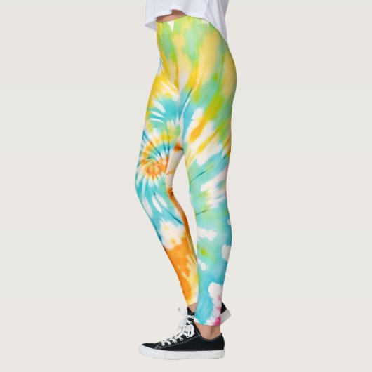 Pastel Rainbow Tie Dye Spiral Pattern Leggings (Links)