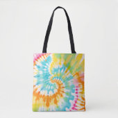 Pastel Rainbow Tie Dye Spiral Pattern Tote Bag (Voorkant)