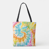Pastel Rainbow Tie Dye Spiral Pattern Tote Bag (Achterkant)