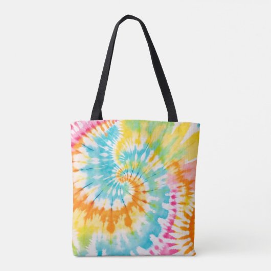 Pastel Rainbow Tie Dye Spiral Pattern Tote Bag (Achterkant)