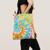 Pastel Rainbow Tie Dye Spiral Pattern Tote Bag (Dichtbij)