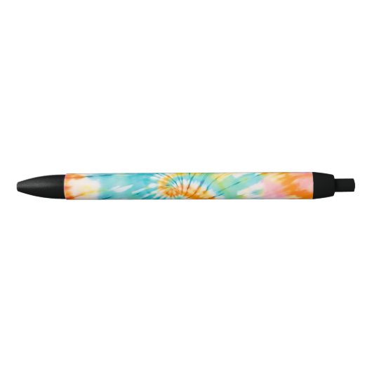 Pastel Rainbow Tie Dye Spiral Pattern Zwarte Inkt Pen (Voorkant)