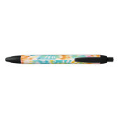 Pastel Rainbow Tie Dye Spiral Pattern Zwarte Inkt Pen (Achterkant)