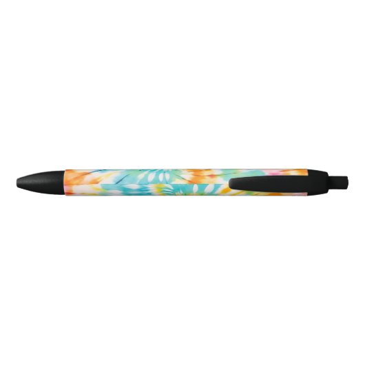 Pastel Rainbow Tie Dye Spiral Pattern Zwarte Inkt Pen (Achterkant)