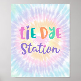 Pastel Rainbow Tie Dye Station Poster