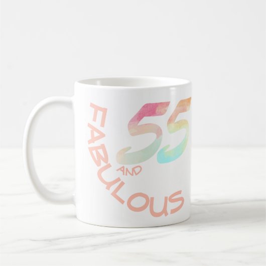 Pastel Rainbow Typografie 55-jarige verjaardag Koffiemok (Links)