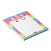 Pastel Rainbow Unicorn Aangepaste naam Notitieblok (Schuin)