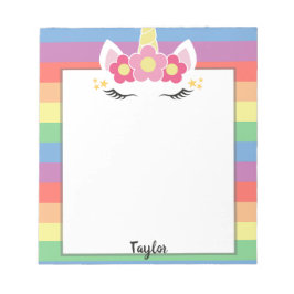 Pastel Rainbow Unicorn Aangepaste naam Notitieblok