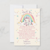 Pastel Rainbow Unicorn Baby shower Bedankkaart (Voorkant)