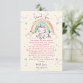 Pastel Rainbow Unicorn Baby shower Bedankkaart (Staand voorkant)
