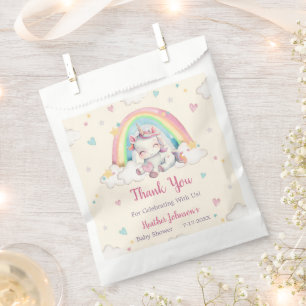 Pastel Rainbow Unicorn Baby shower Bedankzakje