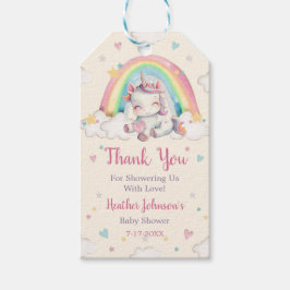 Pastel Rainbow Unicorn Baby shower Cadeaulabel