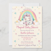 Pastel Rainbow Unicorn Baby shower Kaart (Voorkant)