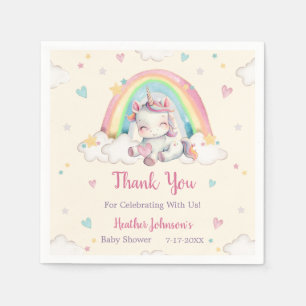 Pastel Rainbow Unicorn Baby shower Servet