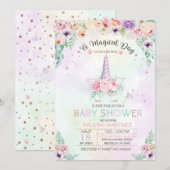 Pastel Rainbow Unicorn Baby shower Uitnodiging (Voorkant / Achterkant)