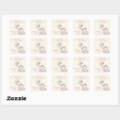 Pastel Rainbow Unicorn Baby shower Vierkante Sticker (Vel)