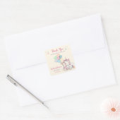 Pastel Rainbow Unicorn Baby shower Vierkante Sticker (Envelop)