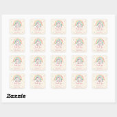 Pastel Rainbow Unicorn Baby shower Vierkante Sticker (Vel)