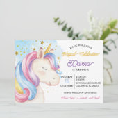 Pastel Rainbow Unicorn Birthday Kaart (Staand voorkant)