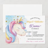 Pastel Rainbow Unicorn Birthday Kaart (Voorkant / Achterkant)