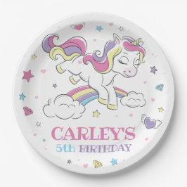 Pastel Rainbow Unicorn Birthday Party, elke leefti Papieren Bordje