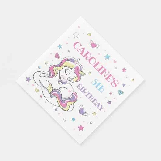 Pastel Rainbow Unicorn Birthday Party, elke leefti Servet (Hoek)