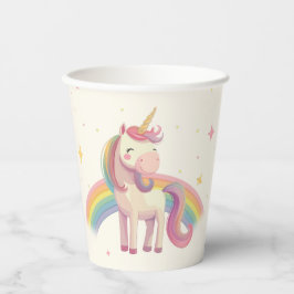 Pastel Rainbow Unicorn Birthday Party Papieren Bekers