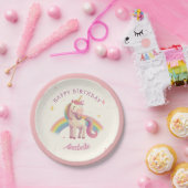 Pastel Rainbow Unicorn Birthday Party Papieren Bordje (Feest)