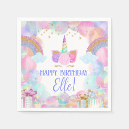 Pastel Rainbow Unicorn Birthday Party Servet