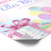 Pastel Rainbow Unicorn Birthday Party Sign Poster (Hoek)