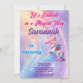 Pastel Rainbow Unicorn Eerste Verjaardag Uitnodigi Kaart (Voorkant)