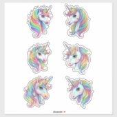 Pastel Rainbow Unicorn Faces Vinyl Sticker (Vel)