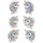 Pastel Rainbow Unicorn Faces Vinyl Sticker (Voorkant)