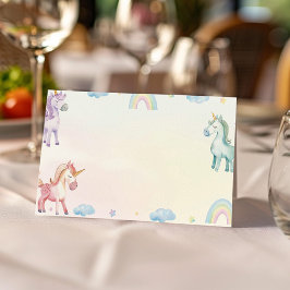 Pastel Rainbow Unicorn Food Tent Place Card Plaatskaartje