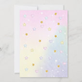 Pastel Rainbow Unicorn Fourth Birthday Invitation Kaart (Achterkant)