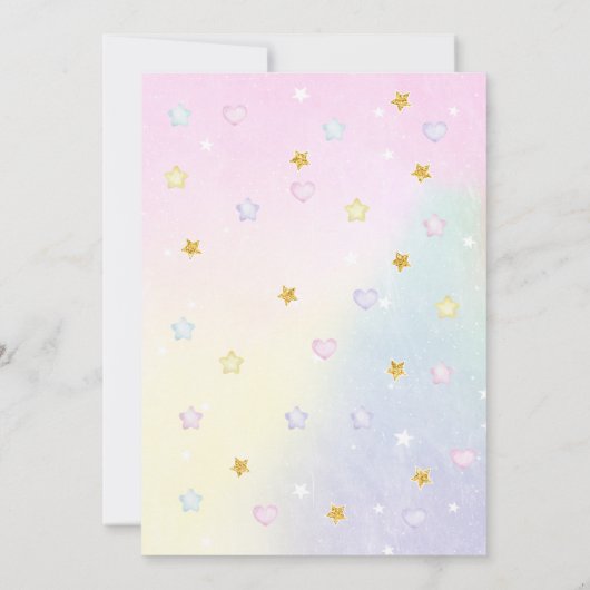 Pastel Rainbow Unicorn Fourth Birthday Invitation Kaart (Achterkant)