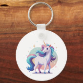 Pastel rainbow unicorn in cartoon style sleutelhanger (Voorkant)