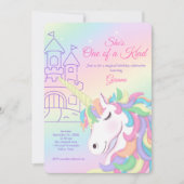 Pastel Rainbow Unicorn Magical Birthday Kaart (Voorkant)