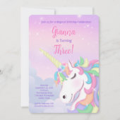 Pastel Rainbow Unicorn Magical Birthday Kaart (Voorkant)