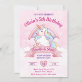 Pastel Rainbow Unicorn Magisch Verjaardagsfeest Kaart (Voorkant)