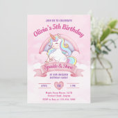 Pastel Rainbow Unicorn Magisch Verjaardagsfeest Kaart (Staand voorkant)