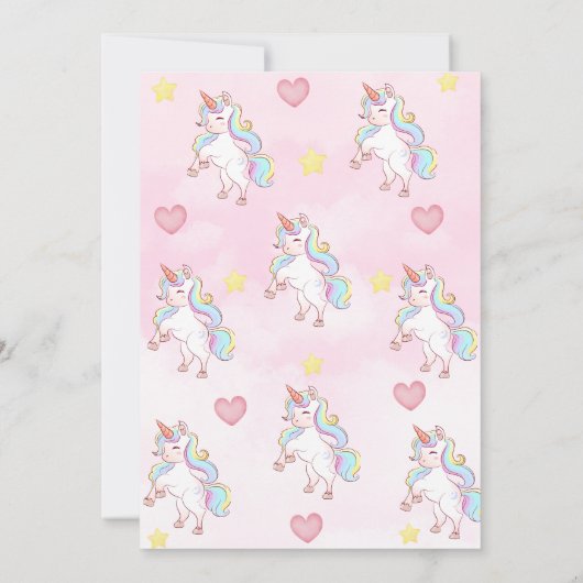 Pastel Rainbow Unicorn Magisch Verjaardagsfeest Kaart (Achterkant)