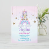 Pastel Rainbow Unicorn Sparkles 1e verjaardag Kaart (Staand voorkant)
