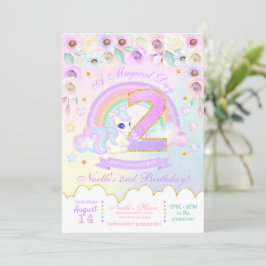Pastel Rainbow Unicorn tweede uitnodiging op zater