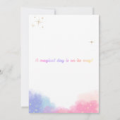 Pastel Rainbow Unicorn Verjaardagsfeest Nodig Meis Bedankkaart (Achterkant)