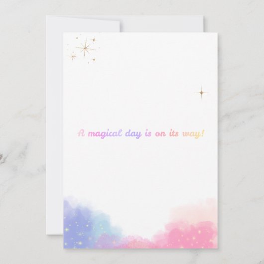 Pastel Rainbow Unicorn Verjaardagsfeest Nodig Meis Bedankkaart (Achterkant)