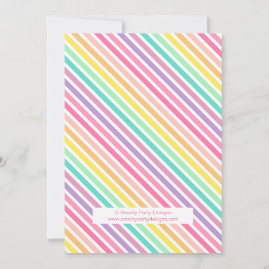 Pastel Rainbow Unicorn Verjaardagsfeestje Uitnodig Kaart (Achterkant)