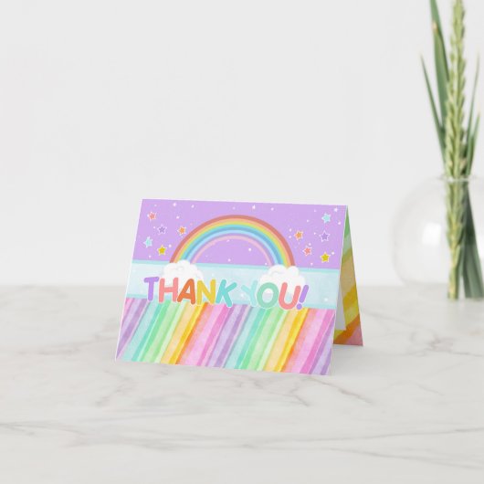 Pastel Rainbow Verjaardag Bedankt Card (Voorkant)